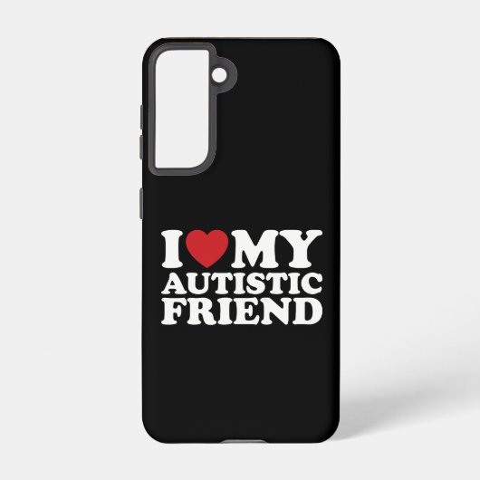 Coque Samsung Galaxy J'Aime Mon Ami Autiste Autisme Coeur (Verso)