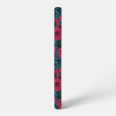 Coque Samsung Galaxy Jardin de Dahlia Rouge/feuilles bleus (Côté gauche)