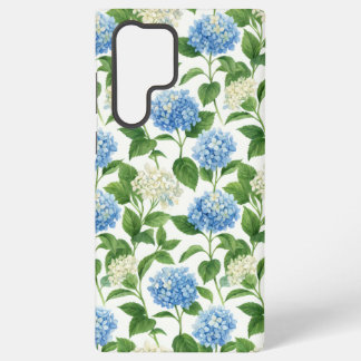 Coque Samsung Galaxy Jardin d'hortensia bleu | Samsung floral aquarelle