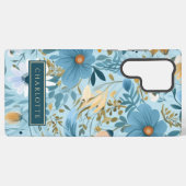Coque Samsung Galaxy Jardin Fleur sauvage turquoise (Verso Horizontal)