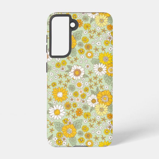 Coque Samsung Galaxy Jardin Floral Jaune Motif (Verso)