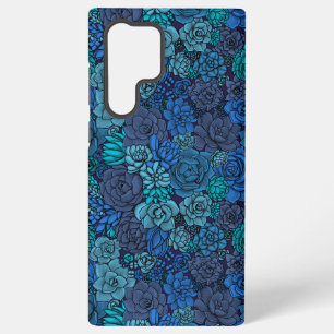 Coque Samsung Galaxy Jardin succulent en bleu