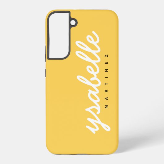 Coque Samsung Galaxy Jaune Moutarde Simple Nom De Script Gras (Verso)
