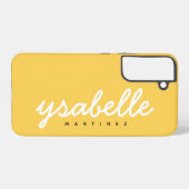 Coque Samsung Galaxy Jaune Moutarde Simple Nom De Script Gras (Verso Horizontal)