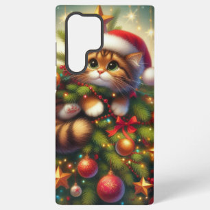 Coque Samsung Galaxy Joli chat malicieux dans l'arbre de Noël