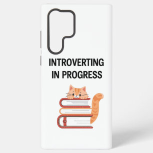 Coque Samsung Galaxy Joli Chat sur des Livres "Introverti en Formation"
