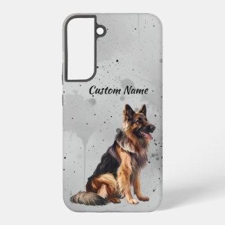 Coque Samsung Galaxy Joli chien de berger allemand personnalisé nom