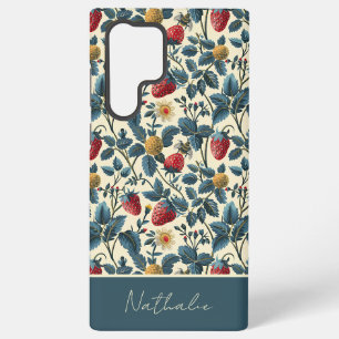 Coque Samsung Galaxy Joli design fraise avec nom personnalisé