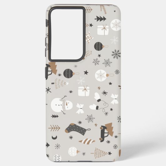 Coque Samsung Galaxy Joli Doodle de Noël Motif sans couture (Verso)