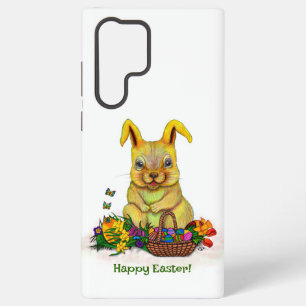 Coque Samsung Galaxy Joli lapin de Pâques avec oeufs et fleurs