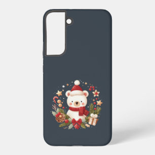 Coque Samsung Galaxy Joli ours de Noël/d'hiver en couronne