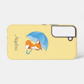 Coque Samsung Galaxy Joli Petit Renard dormant sous parapluie (Verso Horizontal)