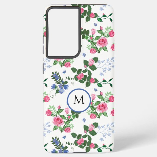 Coque Samsung Galaxy Joli Rose Jardin Floral Monogramme (Verso)