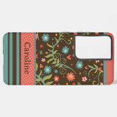 Coque Samsung Galaxy Jolie bande florale moderne NomInspirivity (Côté gauche)