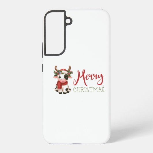 Coque Samsung Galaxy Jolie vache de Noël mignonne (Verso)