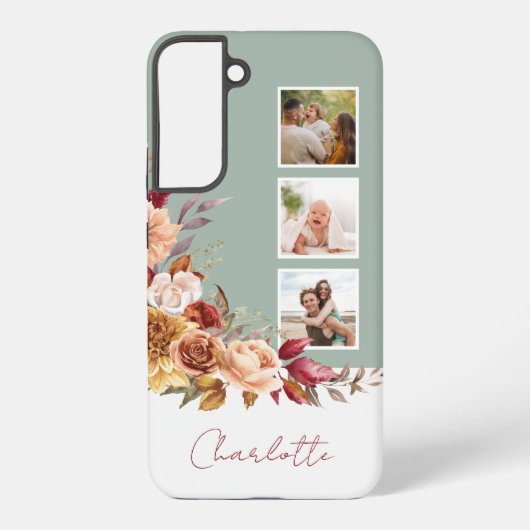Coque Samsung Galaxy Jolies fleurs d'aquarelle Pastel, 3-Photos avec no (Verso)