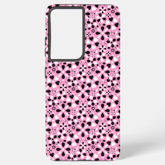Coque Samsung Galaxy Jolies fleurs noires blanches (Verso)