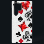 Coque Samsung Galaxy Joueur de poker Joueur de cartes de jouer costumes<br><div class="desc">Gris,  arrière - plan texturé avec des symboles de cartes à jouer polygonaux. Symboles de jeu de cartes,  coeur,  diamant,  pique et club.</div>