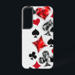 Coque Samsung Galaxy Joueur de poker Joueur de cartes de jouer costumes<br><div class="desc">Gris,  arrière - plan texturé avec des symboles de cartes à jouer polygonaux. Symboles de jeu de cartes,  coeur,  diamant,  pique et club.</div>