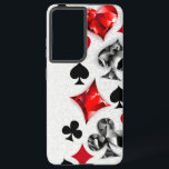 Coque Samsung Galaxy Joueur de poker Joueur de cartes de jouer costumes<br><div class="desc">Gris,  arrière - plan texturé avec des symboles de cartes à jouer polygonaux. Symboles de jeu de cartes,  coeur,  diamant,  pique et club.</div>