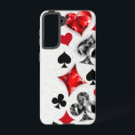 Coque Samsung Galaxy Joueur de poker Joueur de cartes de jouer costumes<br><div class="desc">Gris,  arrière - plan texturé avec des symboles de cartes à jouer polygonaux. Symboles de jeu de cartes,  coeur,  diamant,  pique et club.</div>