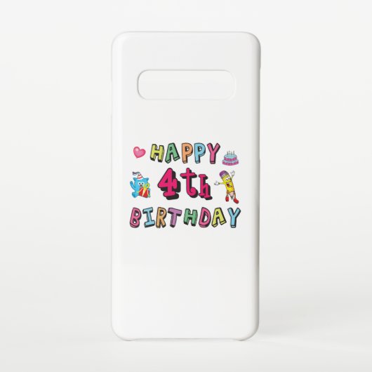 Coque Samsung Galaxy Joyeux 4e anniversaire. 4 ans b-jour. (Dos)