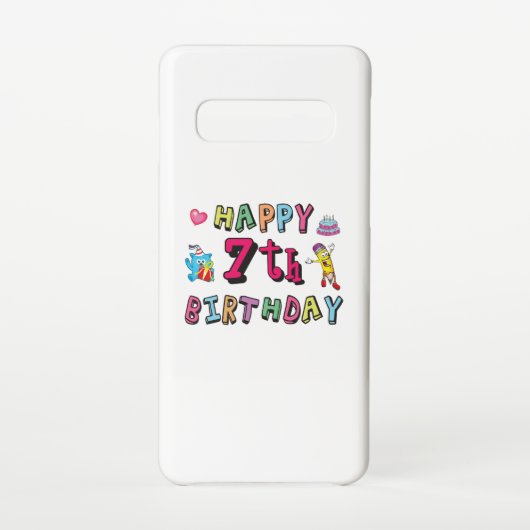 Coque Samsung Galaxy Joyeux 7ème anniversaire. 7 ans. (Dos)