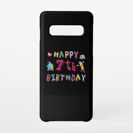Coque Samsung Galaxy Joyeux 7ème anniversaire. 7 ans. (Dos)