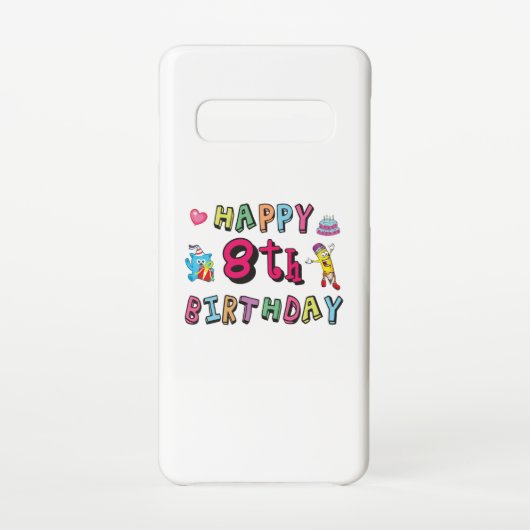 Coque Samsung Galaxy Joyeux 8e anniversaire. 8 ans b-jour. (Dos)