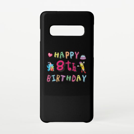 Coque Samsung Galaxy Joyeux 8e anniversaire. 8 ans b-jour. (Dos)