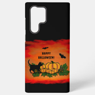 Coque Samsung Galaxy Joyeux Halloween, Chat Noir, Chauve-souris et Citr