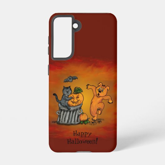 Coque Samsung Galaxy Joyeux Halloween ! Chien et araignée de chauve-sou (Verso)