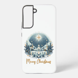 Coque Samsung Galaxy Joyeux Noël bleu et or