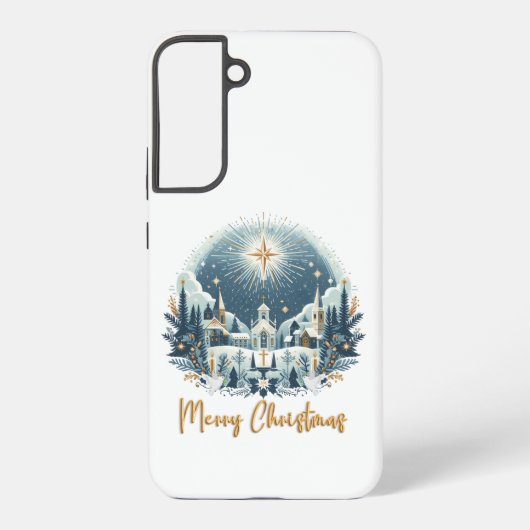 Coque Samsung Galaxy Joyeux Noël bleu et or (Verso)