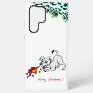 Coque Samsung Galaxy Joyeux Noël ! Chiot avec Bell et Ball