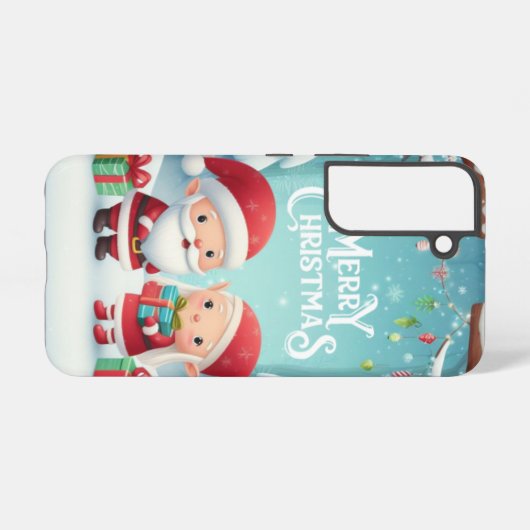 Coque Samsung Galaxy Joyeux Noël/père Noël/neige elfes (Verso Horizontal)