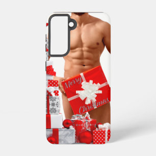 Coque Samsung Galaxy Joyeux Noël SlipperyJoe rouge blanc argent cadeau