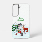 Coque Samsung Galaxy Joyeux Noël ! Snowman avec amis (Verso)