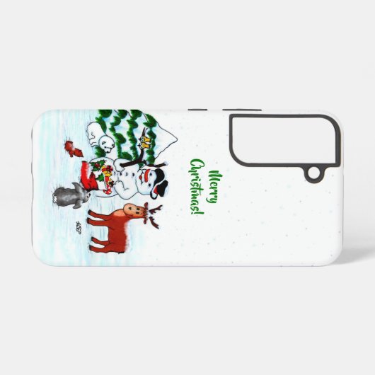 Coque Samsung Galaxy Joyeux Noël ! Snowman avec amis (Verso Horizontal)
