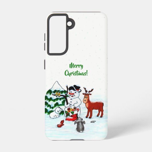 Coque Samsung Galaxy Joyeux Noël ! Snowman avec amis (Verso)
