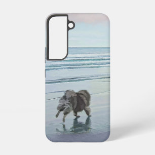 Coque Samsung Galaxy Keeshonds au bord de la mer Peinture Art de chien