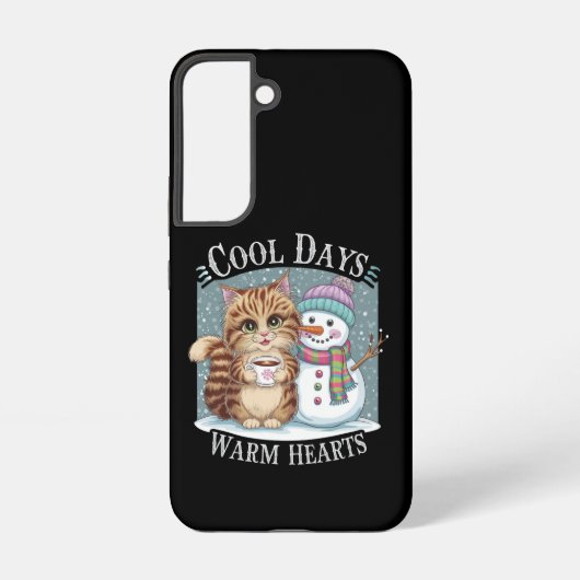 Coque Samsung Galaxy Kitten Cat and Snowman Friends Share Coffee Winter (Verso)