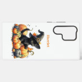 Coque Samsung Galaxy Kitten d'Halloween noir avec Citrouilles et Casque (Verso Horizontal)