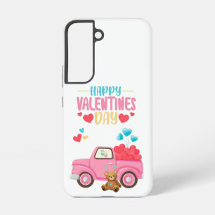Coque Samsung Galaxy La Saint-Valentin Cœurs Mignons Camion Rose Ours e