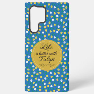 Coque Samsung Galaxy La vie est meilleure avec des Tulipes - motif bleu