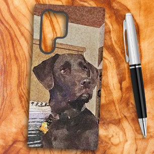 Coque Samsung Galaxy Labrador Retriever chocolat aquarelle amusant