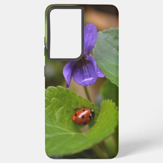 Coque Samsung Galaxy Ladybug sur les fleurs de violet doux (Verso)