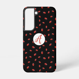 Coque Samsung Galaxy Ladybugs Sur Motif Noir Avec Initiales