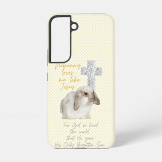 Coque Samsung Galaxy Lapin adorable à point jaune religieux croix flora