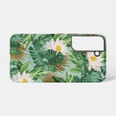 Coque Samsung Galaxy Le Motif blanc Lotus Tropical Canopy (Verso Horizontal)